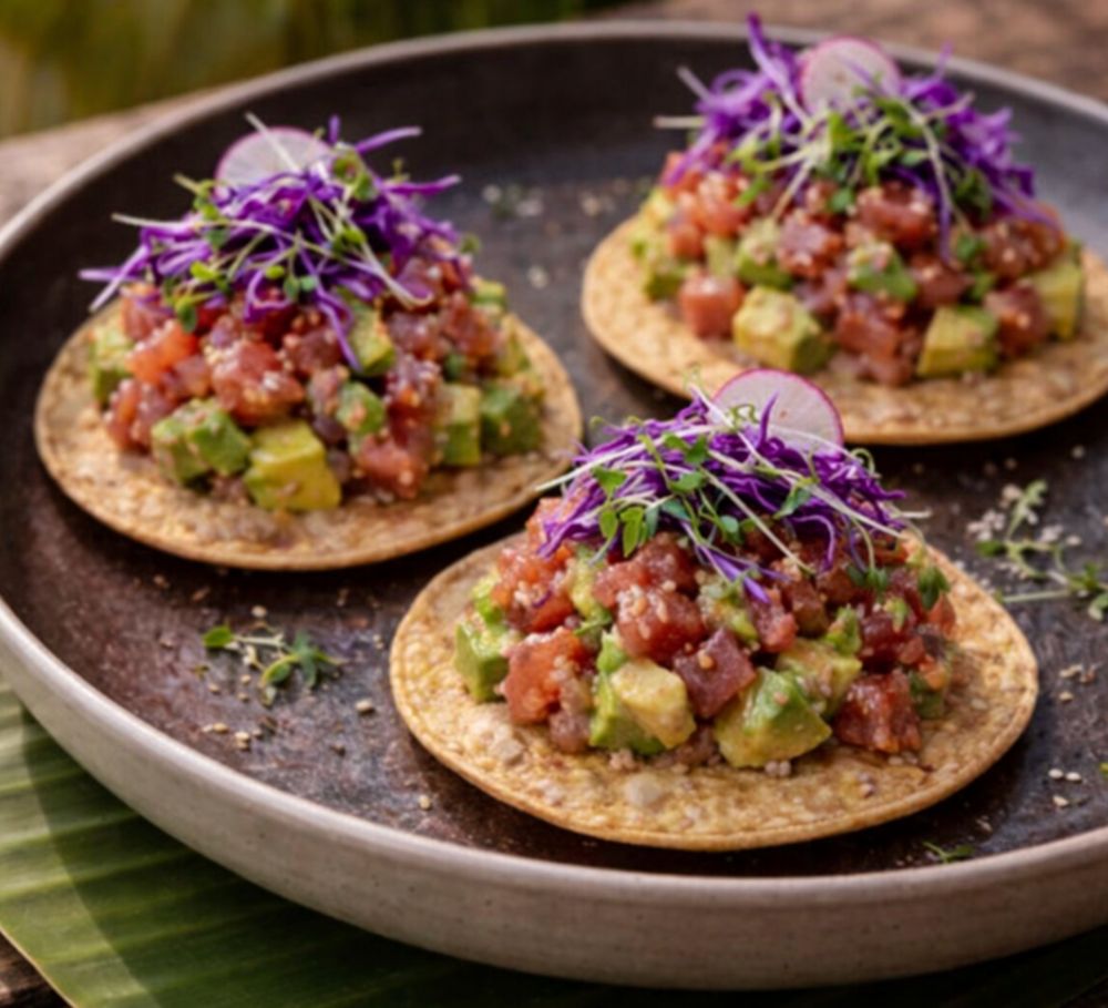 Tártara de atún sobre tostada